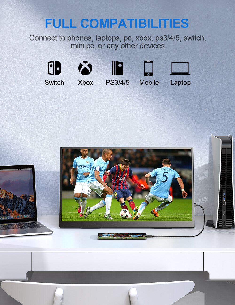 UPERFECT 18.5" 1080P Portable Monitor FHD Screen w/Bracket Freetanding -UMax 18