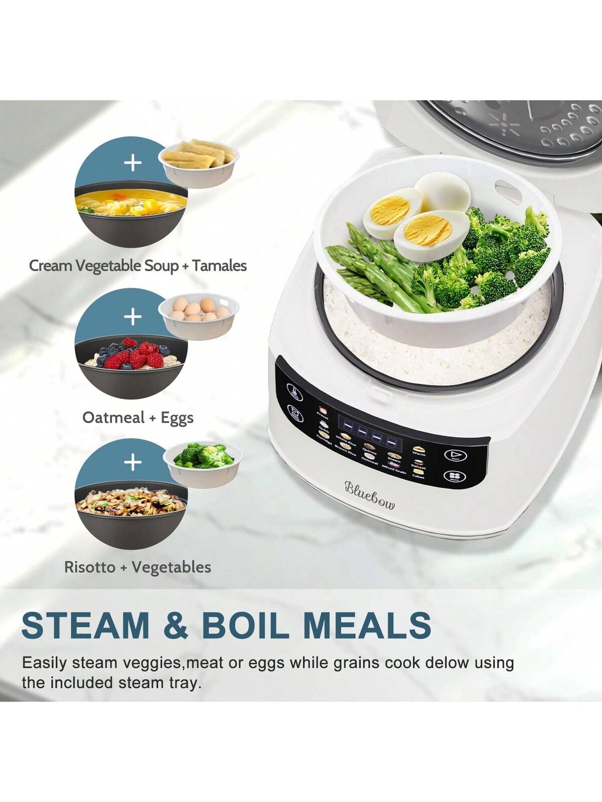2.1Qt Rice Cooker 12-In-1 Electric Rice Cooker 6-Cup(Uncooked)/12-Cup(Cooked)