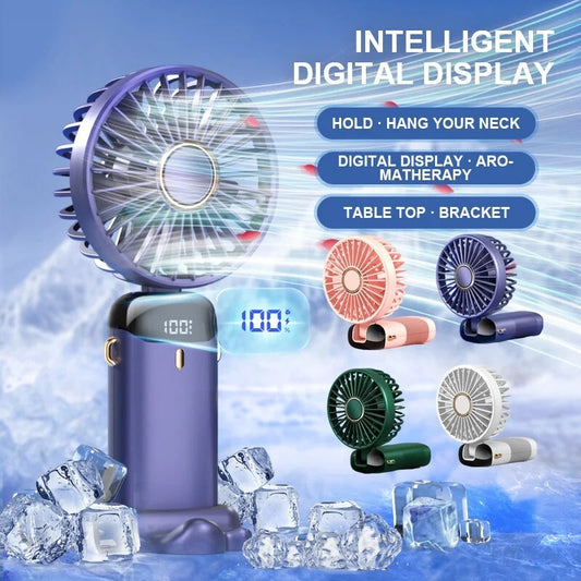 Portable Handheld Personal MINI face Fan 5Speeds Rechargeable Folding For Travel