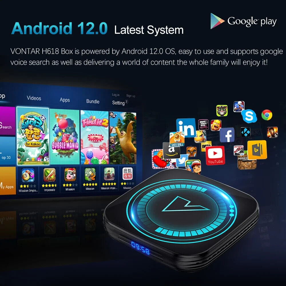 VONTAR H618 Smart TV Box Android 12 Allwinner Quad Core Cortex A53 Support 8K T