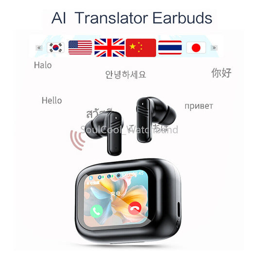 Wireless 144 Languages Smart Real-Time Translation Earbuds Touch Screen Earphone