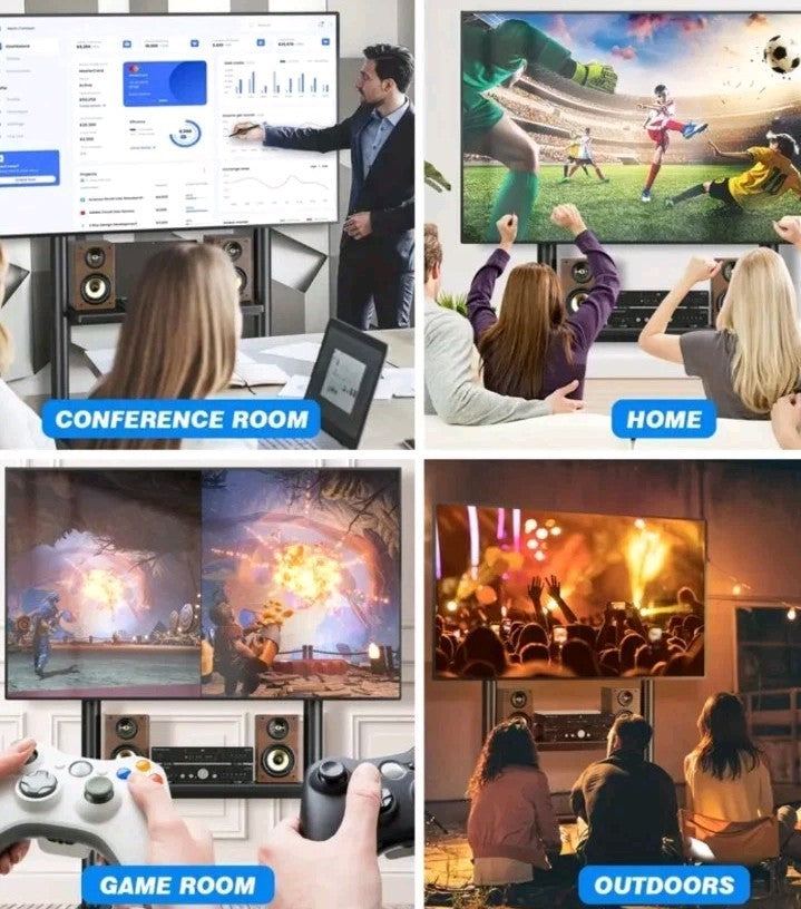 Heavy Duty Rolling TV Stand for 50-92 Inch Large TVs up to 200 lbs, Height Ad...