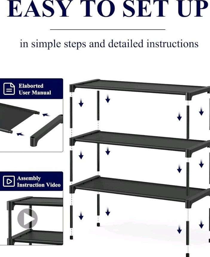 Kitsure Shoe Rack - Premium Non-Woven Shoe Rack Shelf, Shoe Organizer for Closet
