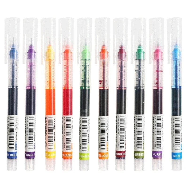 10Pcs Gel Pen Set with 0.5mm Precision Writing Tip - Smooth, Quick-Drying, Kawai