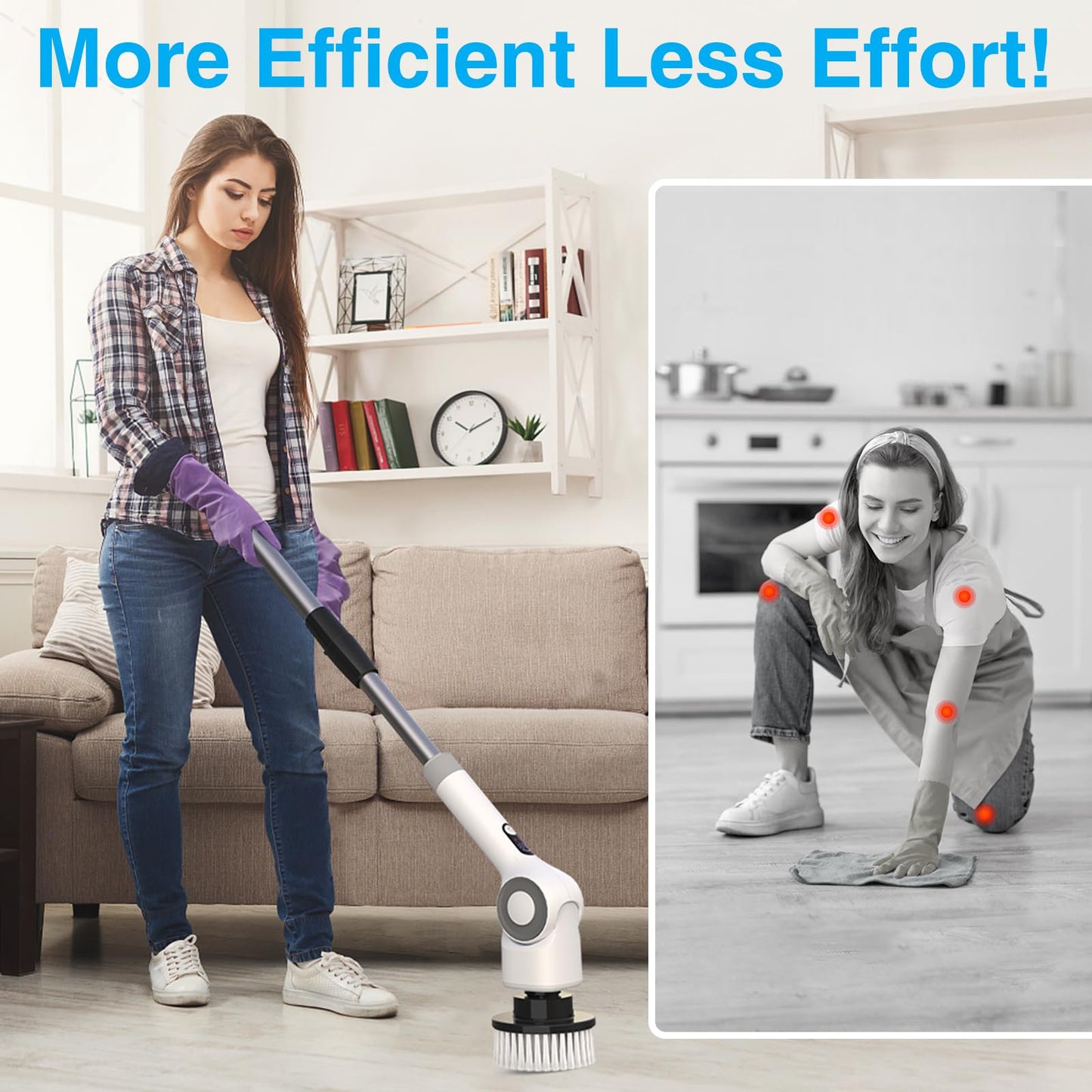 Angle Adjustable Spin Scrubber Cordless Cleaning Brush with 3 Speeds Cordless...
