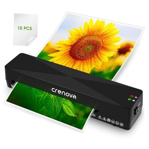 Laminator, Laminator Machine with 10 Laminating Sheets, A4 Laminating Black