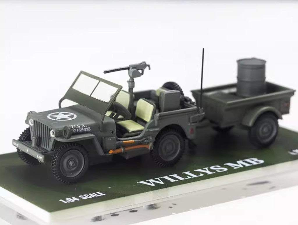 ZD TM 1:64 Military Wellys MB Trailer Model Diecast Metal Car BN