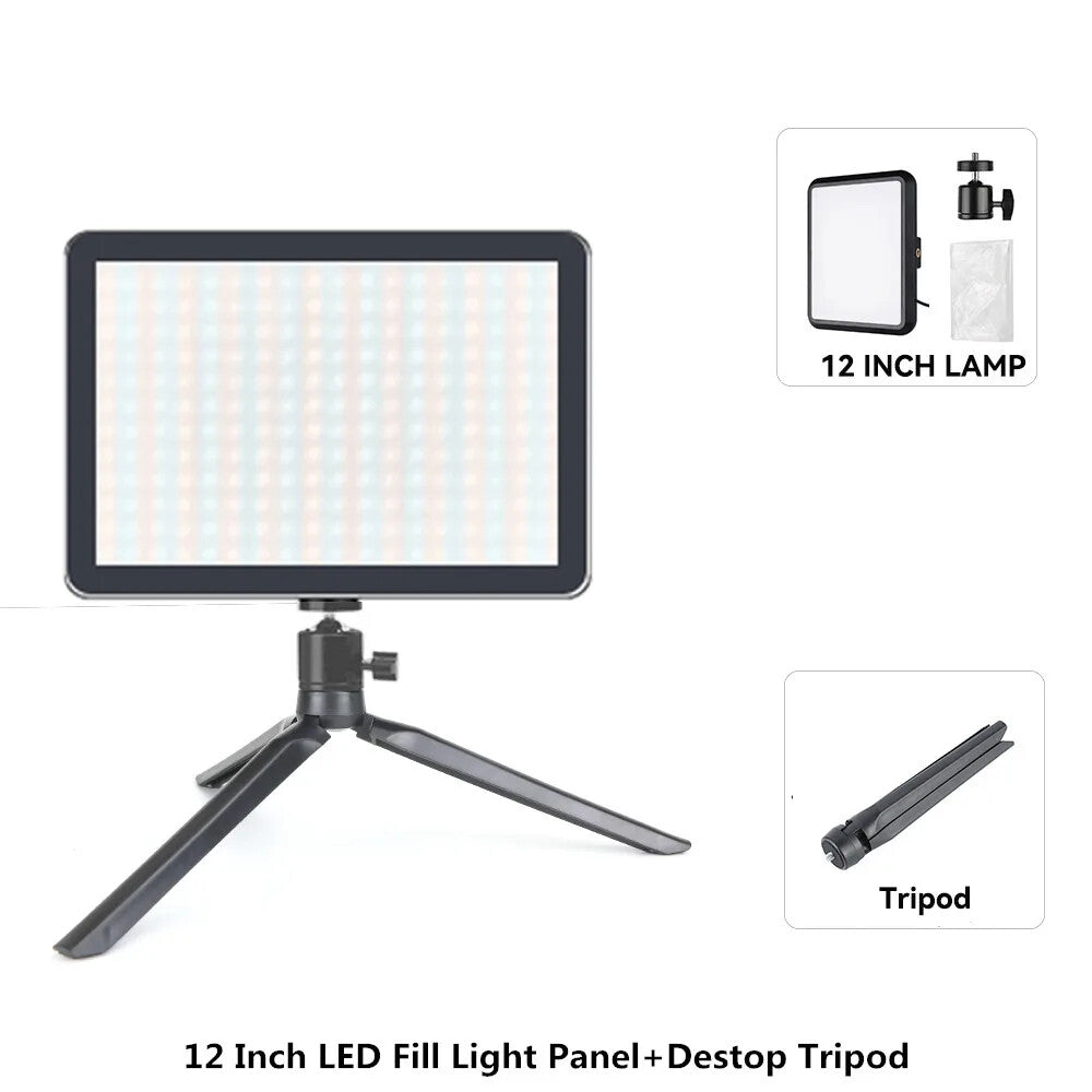 8/12 Inch LED Photography Video Light Panel Lighting Photo Studio Lamp Kit