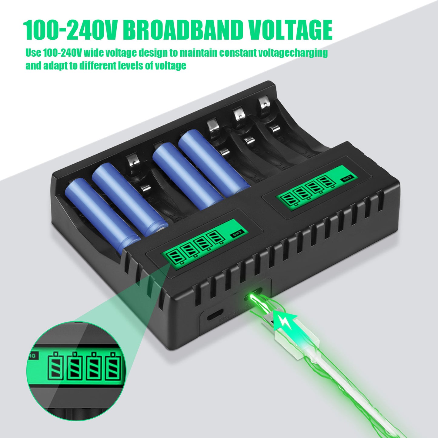 Battery LCD Display Intelligent 8-Slot Chargers for AA/AAA NiCd NiMh2049