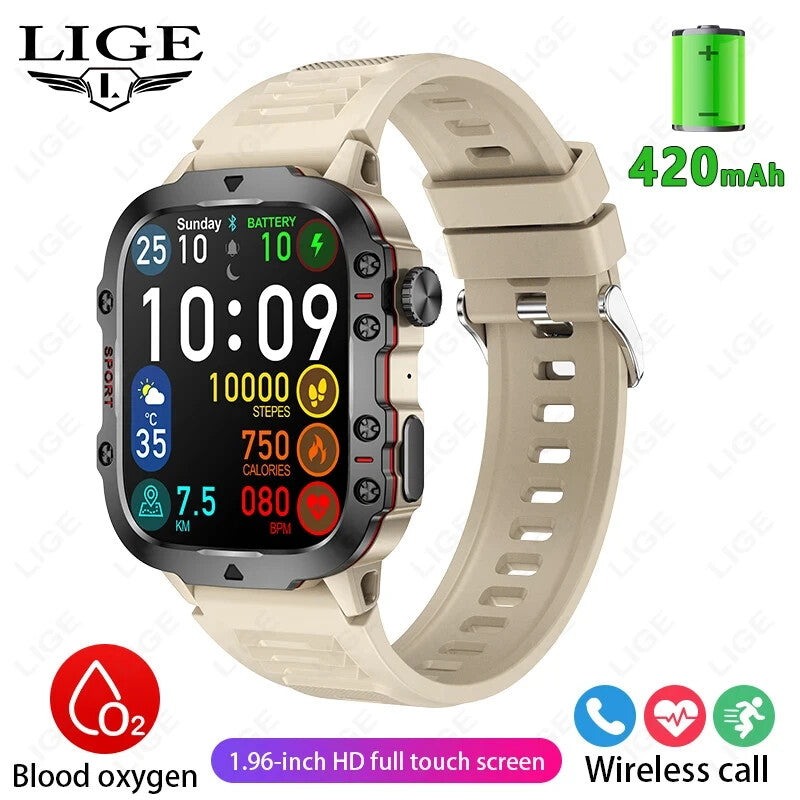 2024 Rugged Military Smart Watch Men Outdoor Watches Lp68 Waterproof 2.01" Al Vo