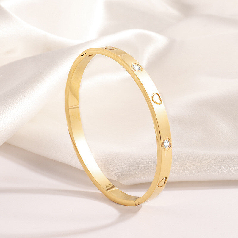 Non fading titanium steel inlaid with rhinestones stainless steel bracelet