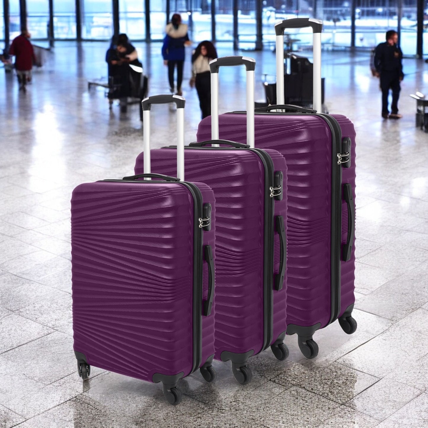 3 Pcs Suitcase Set ABS Hard Shell 4 Wheeled Trolley Lightweight Luggage PIONEER