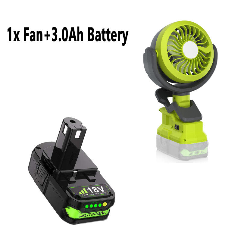 Portable Cordless Jobsite Fan For Ryobi 18V Battery With Led Light Outdoor