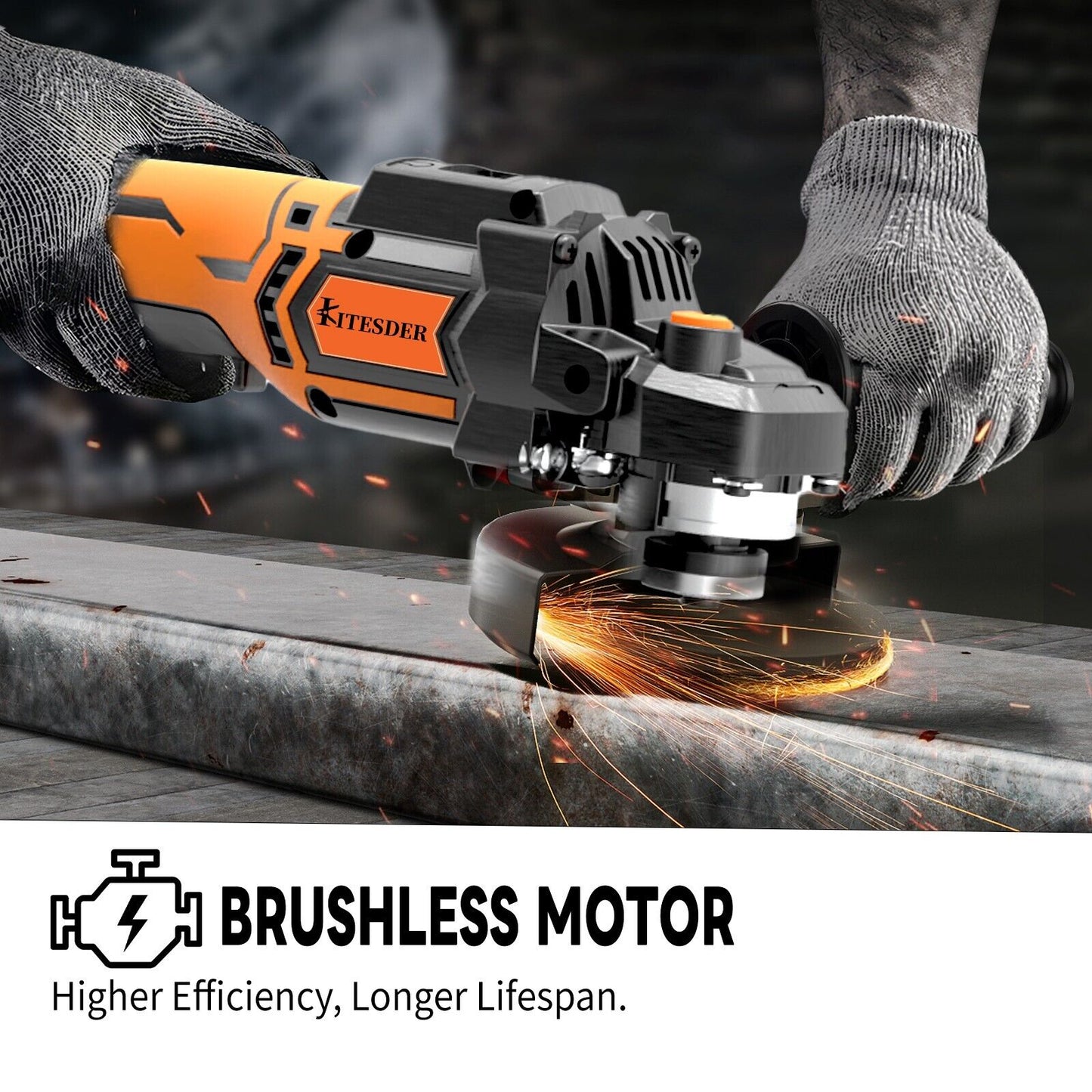 KITESDER Cordless Angle Grinder Handheld Saw 9000RPM with Battery Blade Toolkit