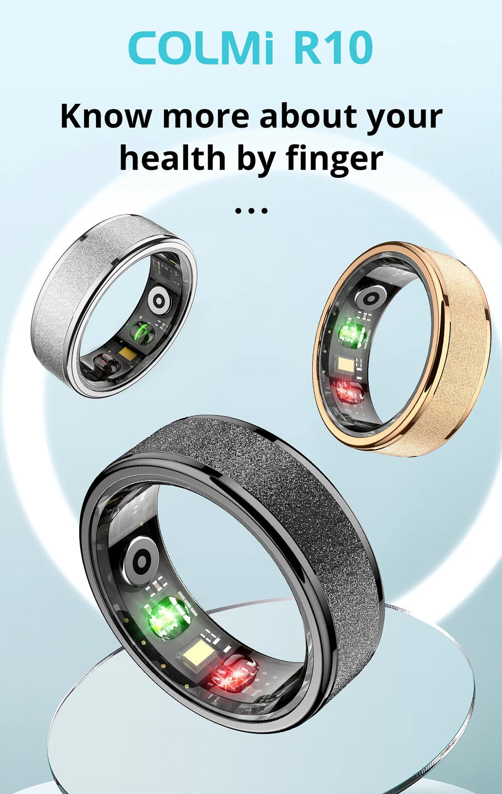 Smart Ring with Charging Case,Health Sleep Monitor, 5ATM Waterproof,Multi-sport