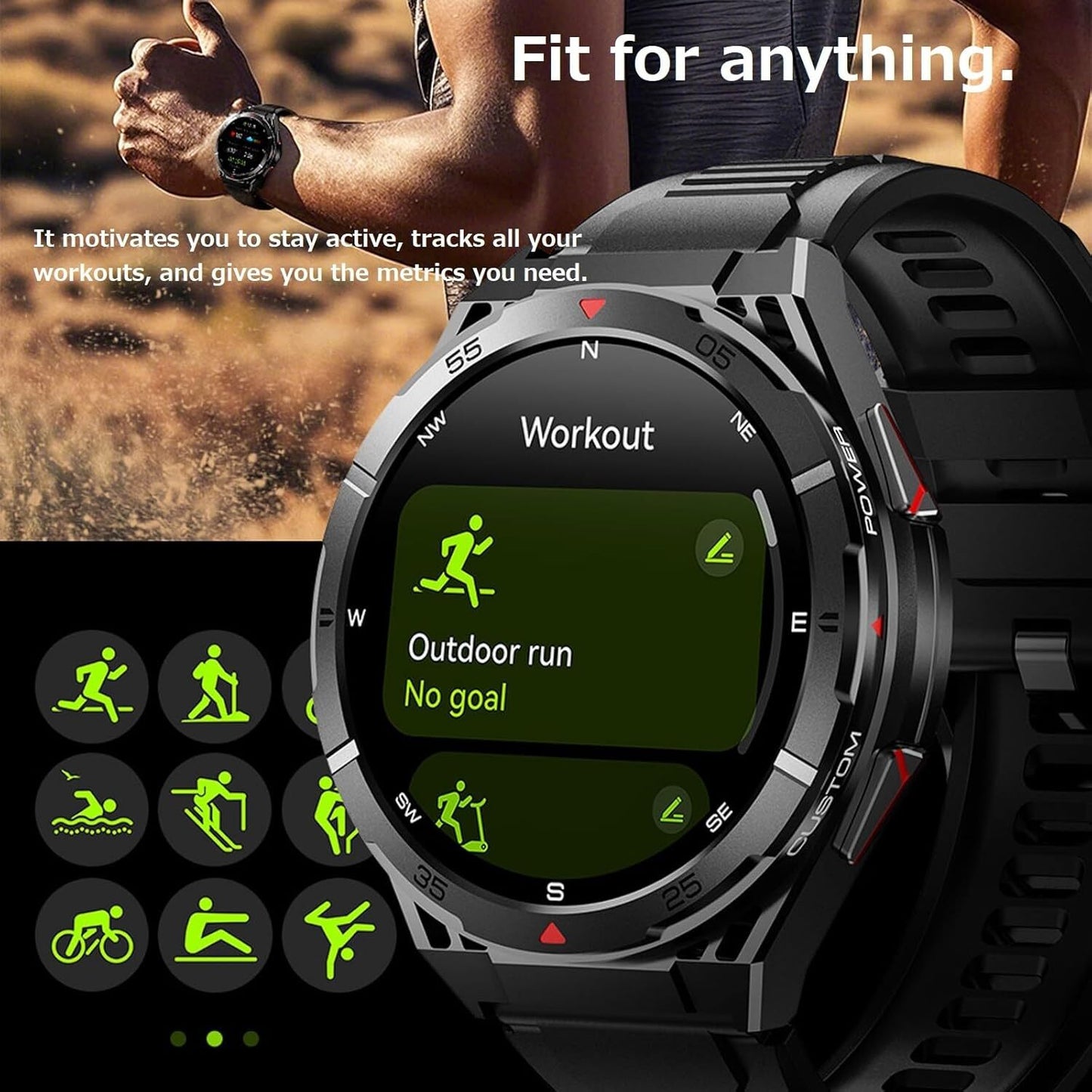 2025 Military Smart Watch (Call Receive/Dial) Rugged GPS Sport Fitness Tracker
