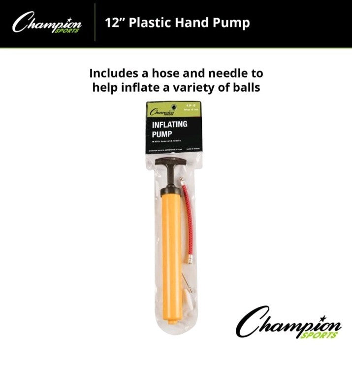 Champion Sports IP12 12" Long Standard Hand Pump - Yellow/Black New
