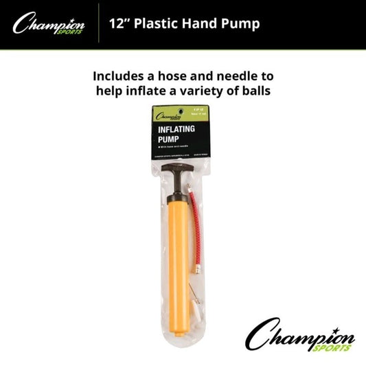 Champion Sports IP12 12" Long Standard Hand Pump - Yellow/Black New