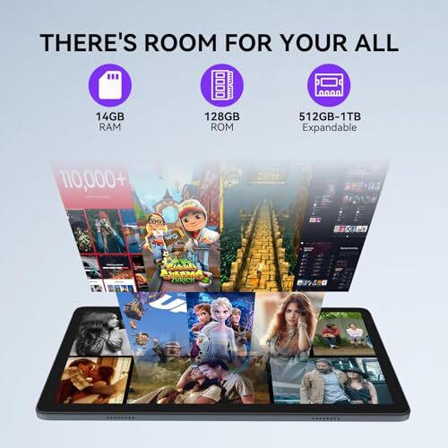 Android 14 Tablet 4G Cellular 14GB RAM(8+6 Virtual)+128GB ROM+1TB, 2024 Newest