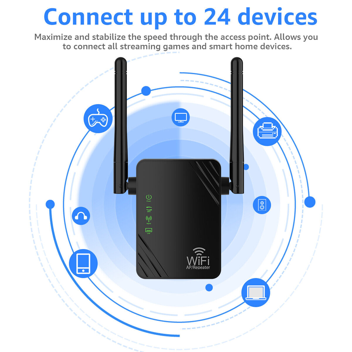 Upgraded WiFi Range Extender 300Mbps Internet Booster Wireless Signal Repeater