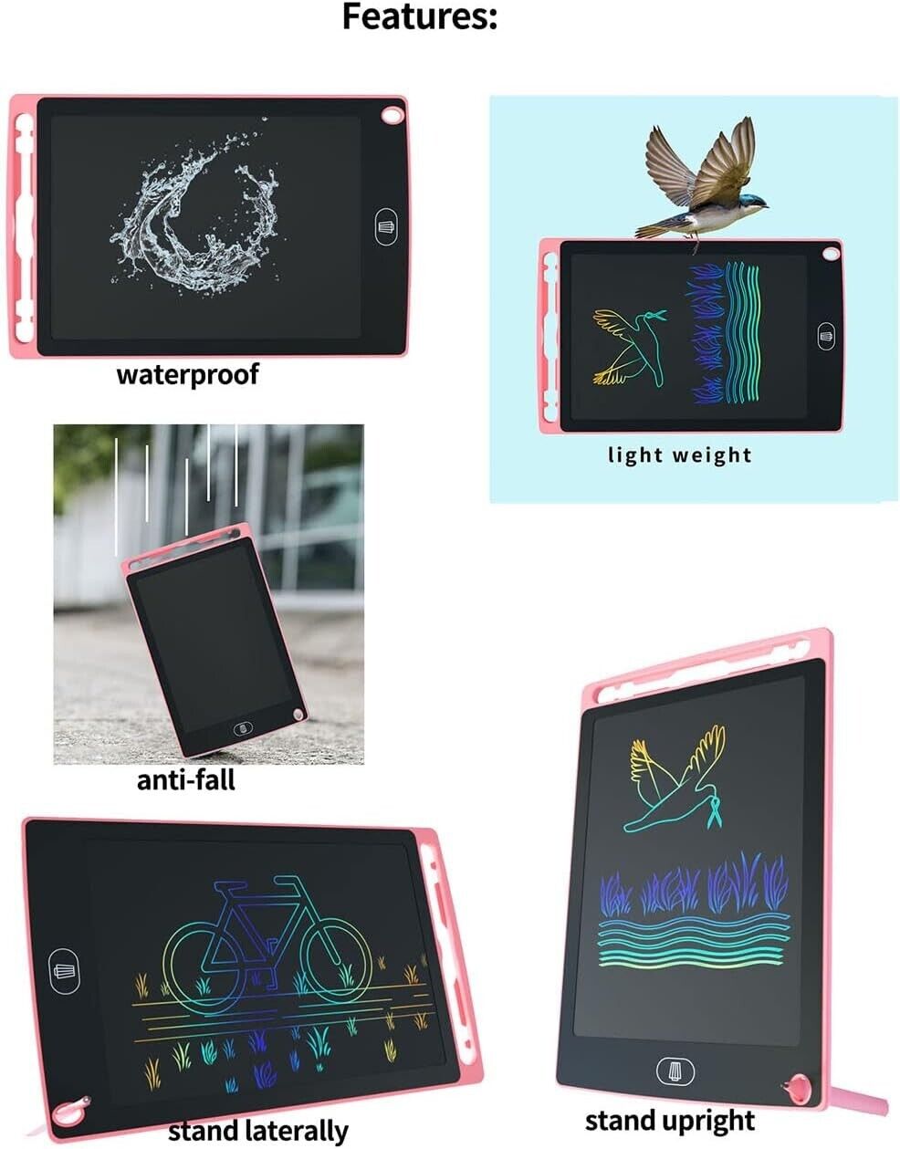 8.5 Inch LCD Writing Tablet for Kids Sketch Drawing Pad Doodle Board Pink