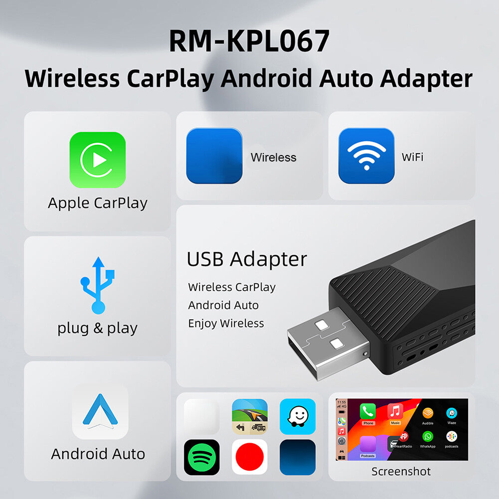 Wired To Wireless Carplay & Android Auto Wireless Adapter OTA Upgrade Adapter
