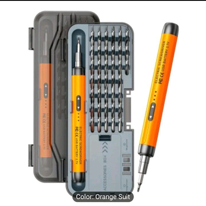 46-in-1 Small Precision Electric Screwdriver, Silent, Durable, Orange