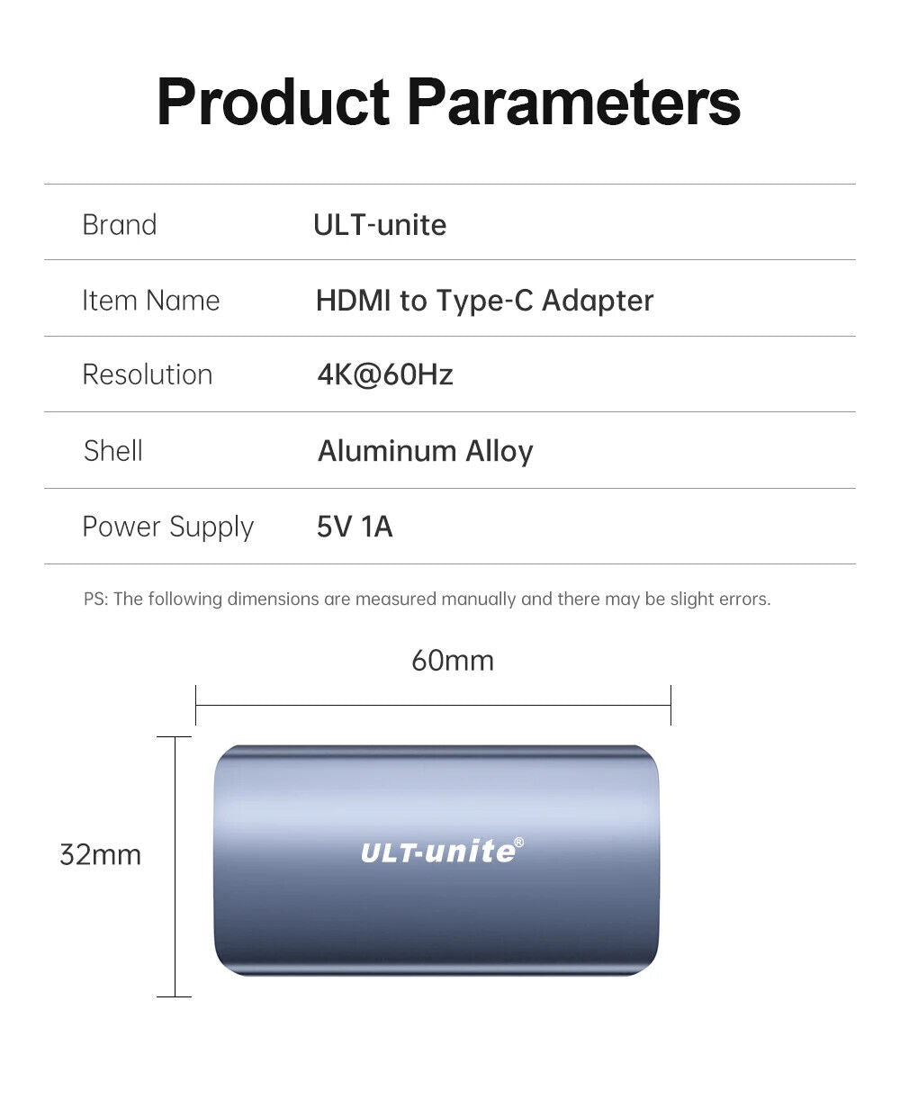 HDMI To Type C Converter 4K60HZ HDMI To USB C Adapter Compatible with XREAL Air