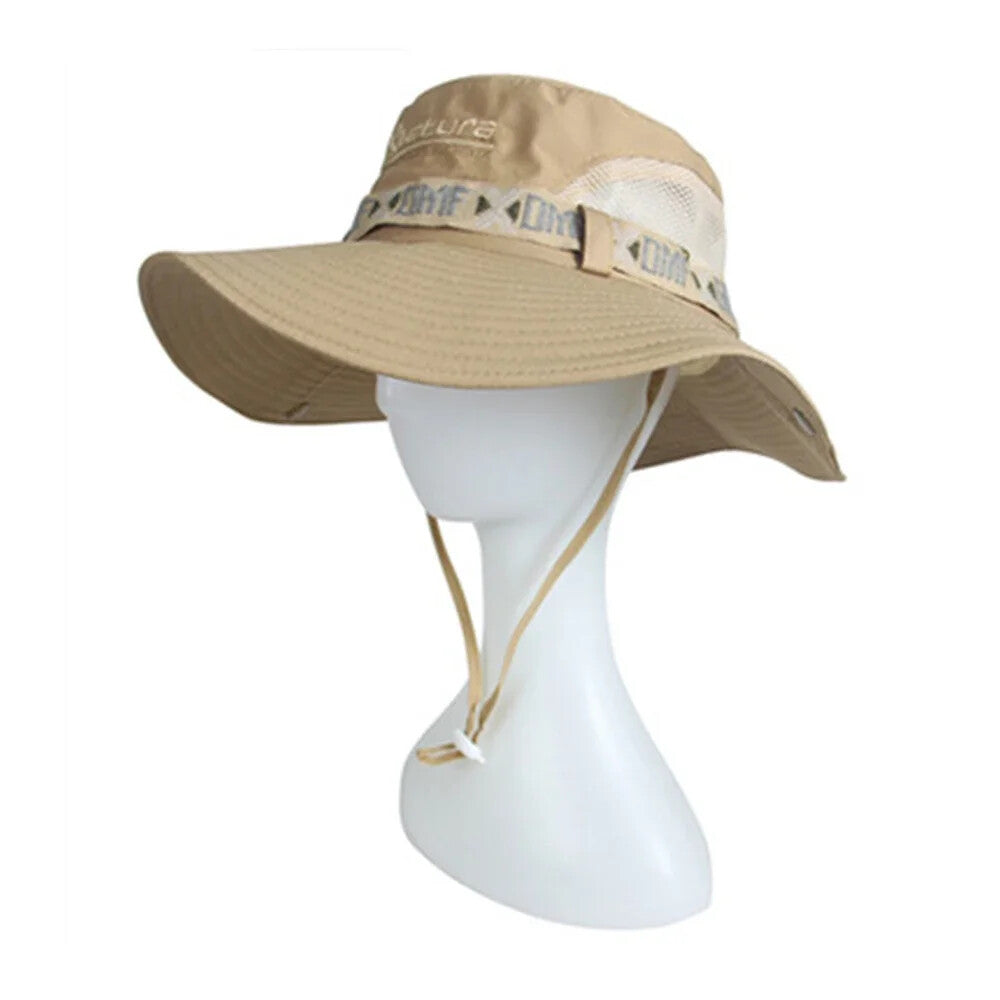Summer Men Bucket Hat Outdoor UV Protection Wide Brim Panama Safari Hunting