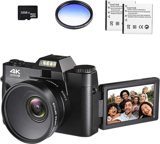 4K Digital Vlogging Camera for YouTube 4k Camcorder HD 1080P 48MP Video Camera