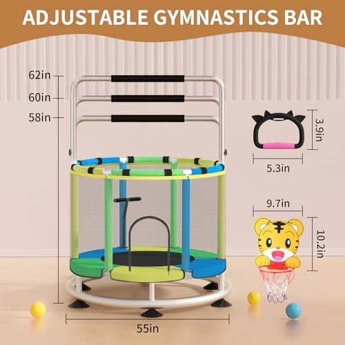 Trampoline for Kids, Update T-handrail Adjustable Baby Toddler Trampoline with
