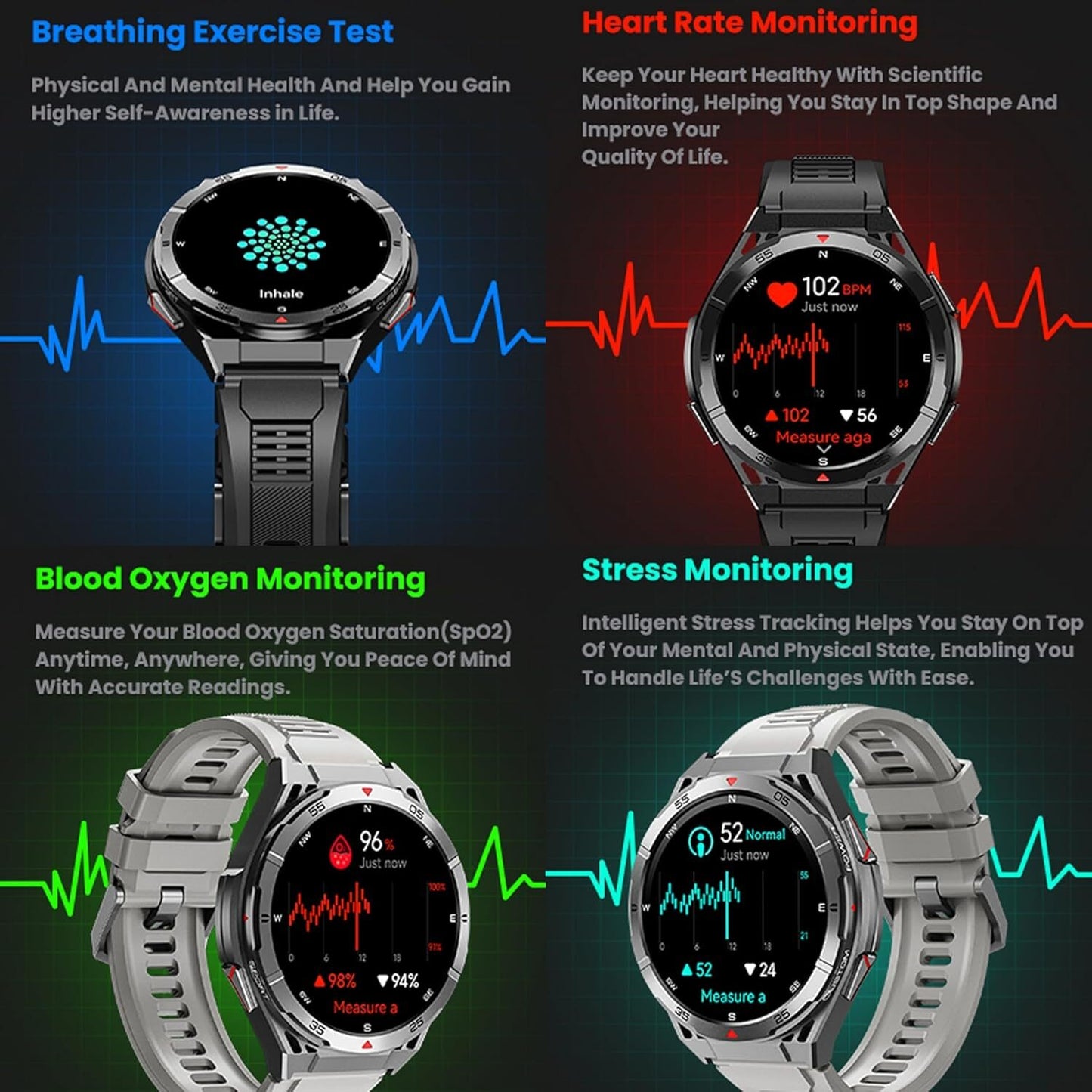 2025 Military Smart Watch (Call Receive/Dial) Rugged GPS Sport Fitness Tracker