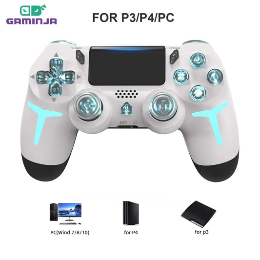 RGB Light Wireless Game Controller For PS4 PS3 Console Computer PC LED Bluetooth