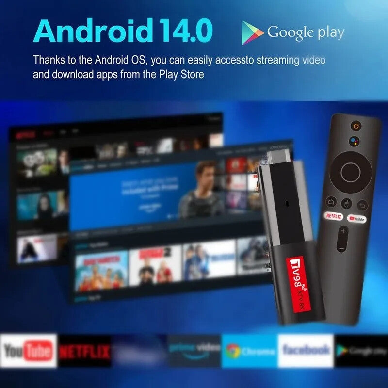 Mini TV Stick Android 14Allwinner H618 Quad Core A53 4K VoiceRemote Smart TV Box