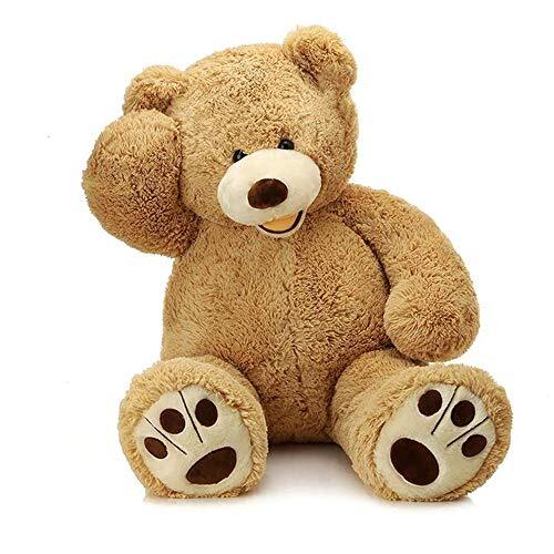 Giant Teddy Bear with Big Footprints Plush Stuffed 39 inches Light Brown