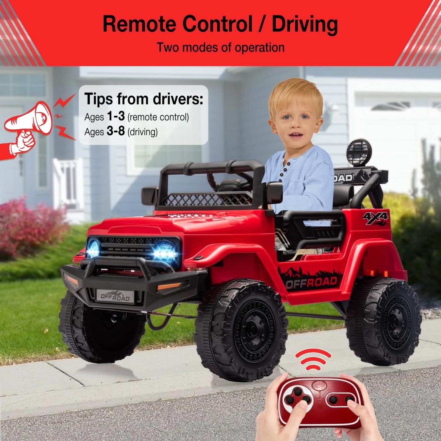 Kids Ride On Truck Car 12V Electric Vehicles Car w/Remote LED Light Music Gift