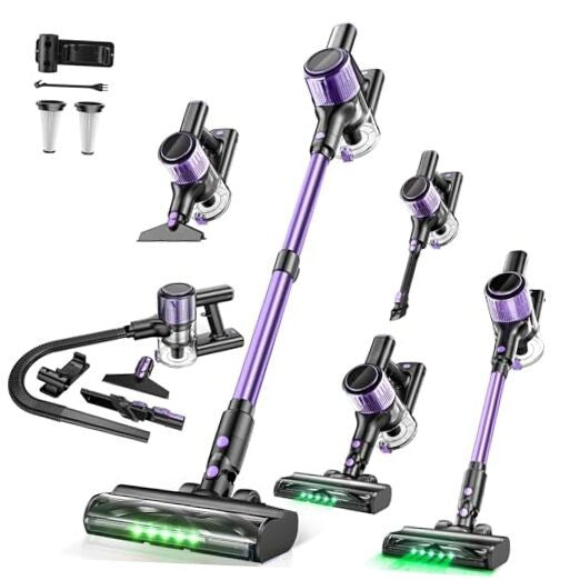 Cordless Vacuum Cleaner, 33Kpa 10-in-1 Stick Vacuum with Extra-Long Hose, Anti