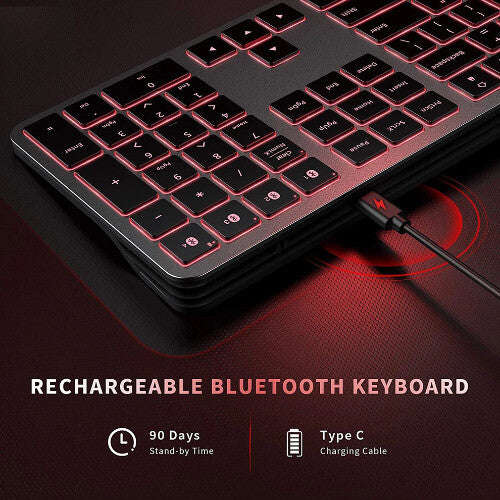 Rechargeable Keyboard Bluetooth Backlit Wireless Keyboard Compatible Tablet