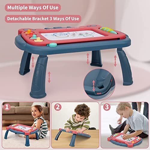 Magnetic Drawing Board for Toddlers 1-3, Color Erasable Doodle Writing Blue