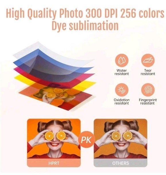 HPRT PHOTO PRINTER 4"X6",+20 SHEETS&1 RIBBON,WI-FI WIRELESS INSTANT PICTURE