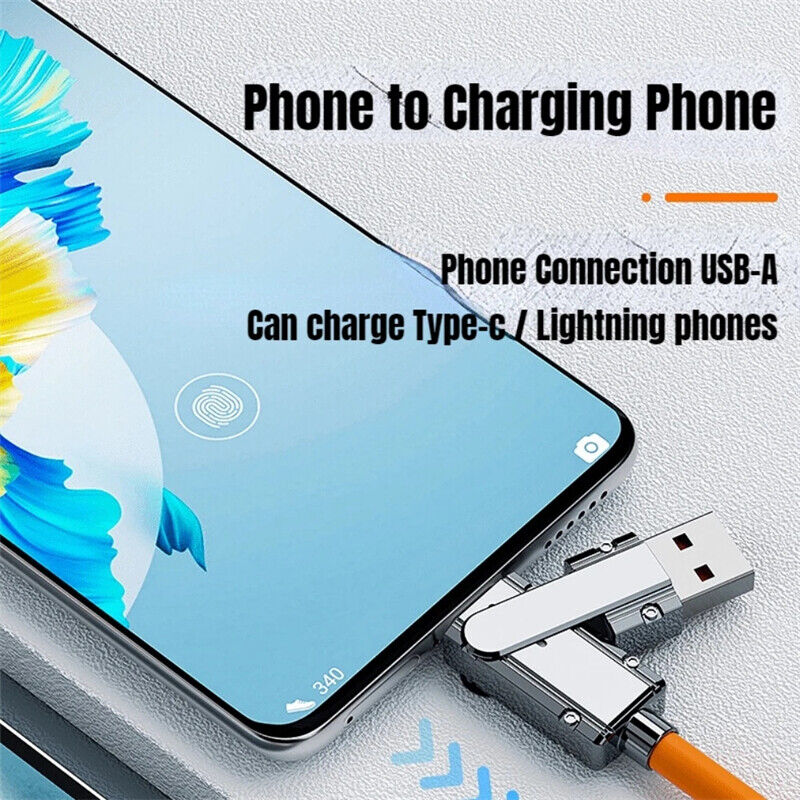 120W 4-In-1 Super Fast Charging Cable Charger Data Cord For iPhone Samsung iPad