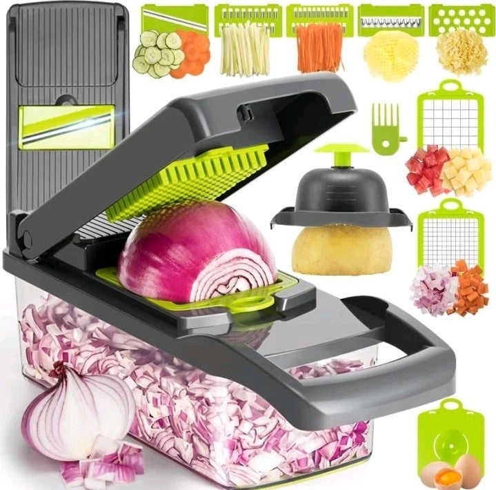 12-in-1 Vegetable Chopper Slicer Dicer Cutter with Container Kitchen Tool Set