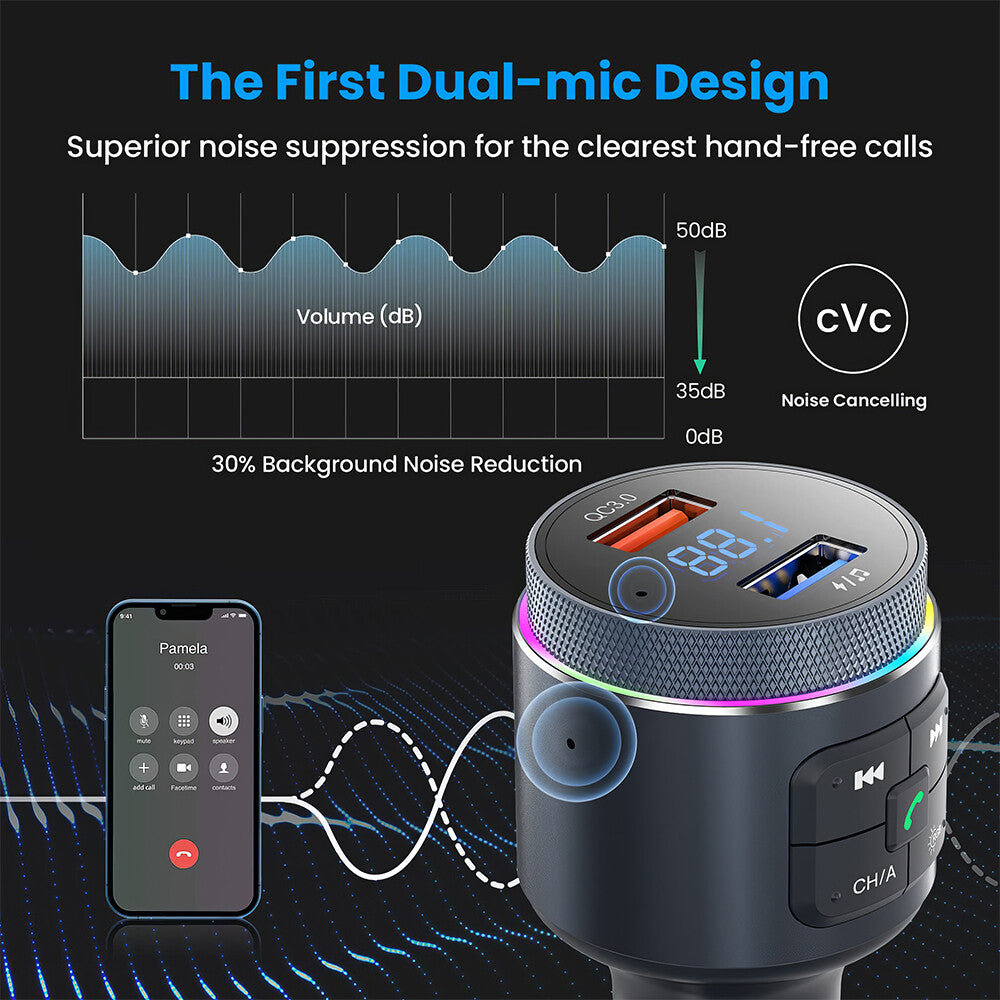 Bluetooth Car FM Transmitter MP3 Player Radio Wireless Adapter Kit 2 USB Charger