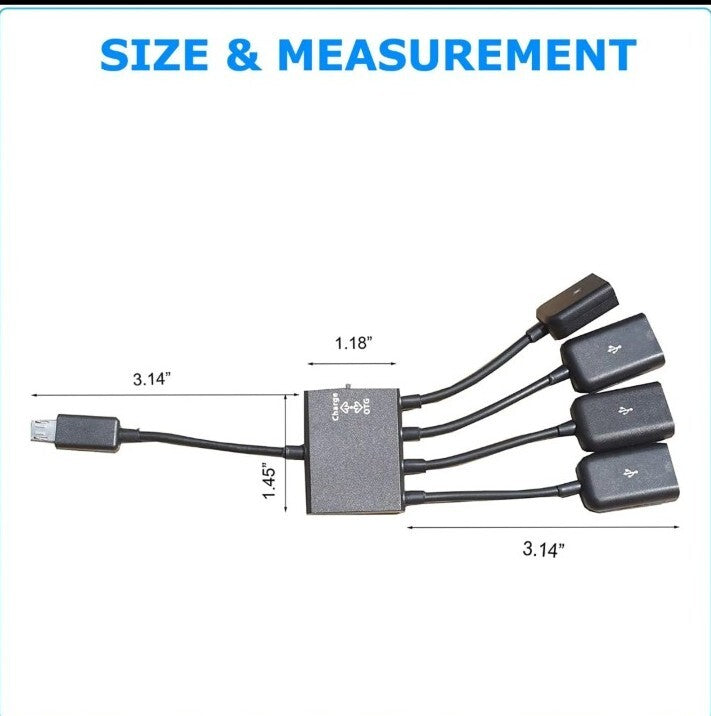 Micro USB Charging OTG Hub Splitter Cable for Smart Phone Android Tablet 4 In 1