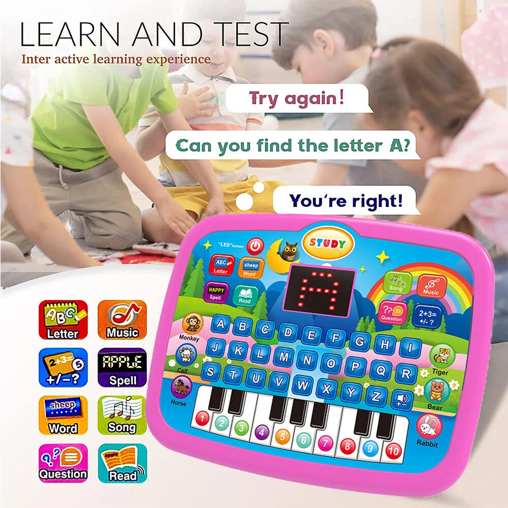 Kids’ Education Tablet Toy, Age 3+ Literacy Learn Doubles as Electronic Keyboard