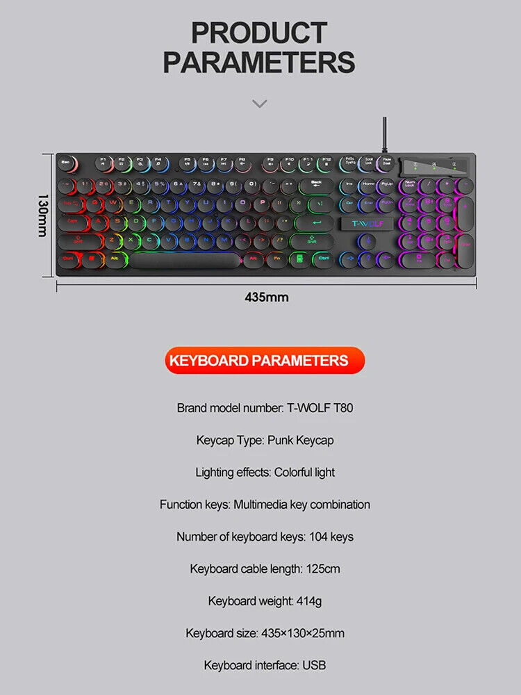 Shadow Mechanical Feeling, Keyboard, Desktop Computer Lluminated Wired Keyboard