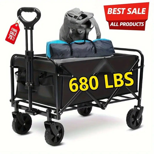 #HeavyDutyWagon 680 lb Capacity All-Terrain Folding Cart – Stainless Steel Frame