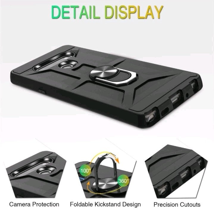 For LG Stylo 6 Case Phone Cover Kickstand Belt Clip + Tempered Glass Protector