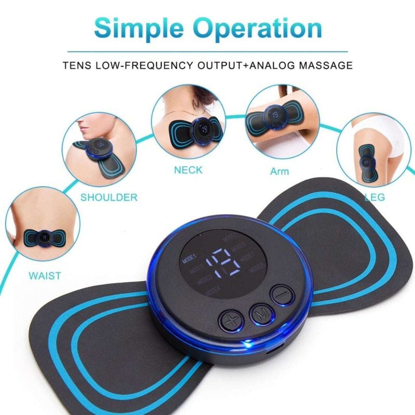 EMS Mini Massager Stimulates Blood Circulation Pulse Beat 8 Modes & 19 Levels