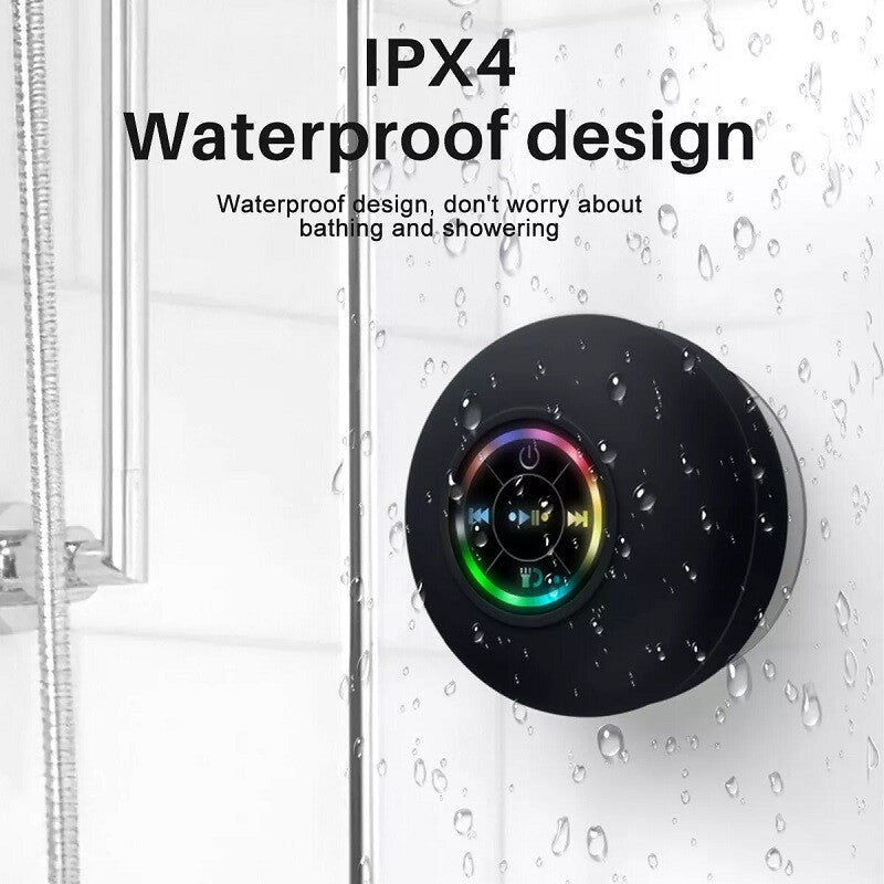 Waterproof Bluetooth Wireless Shower Speaker Bathroom Speaker LED Light Portable
